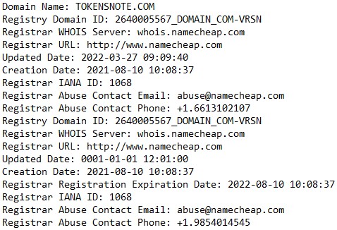 Tokens Note_WHOIS